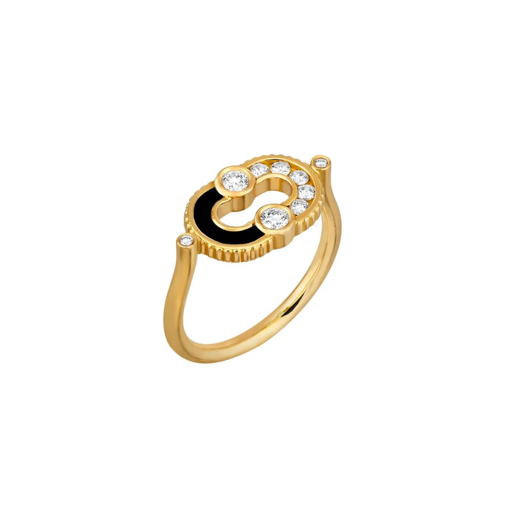 Viltier 18k Yellow Gold  Diamond & Onyx Magnetic Semi Ring